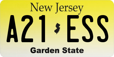 NJ license plate A21ESS