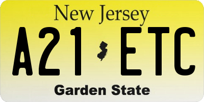 NJ license plate A21ETC