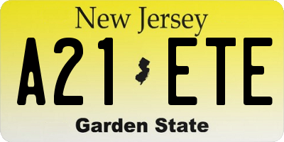 NJ license plate A21ETE