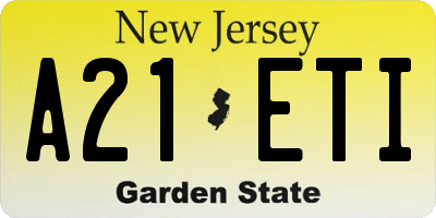 NJ license plate A21ETI
