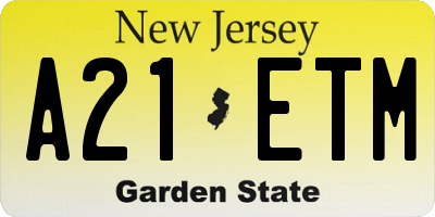 NJ license plate A21ETM