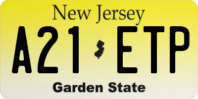 NJ license plate A21ETP