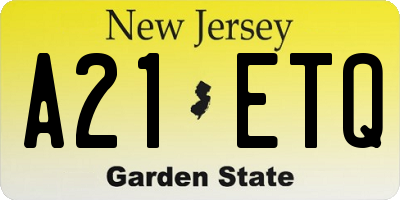 NJ license plate A21ETQ