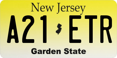 NJ license plate A21ETR