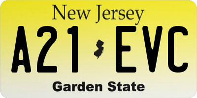 NJ license plate A21EVC