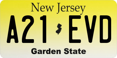 NJ license plate A21EVD