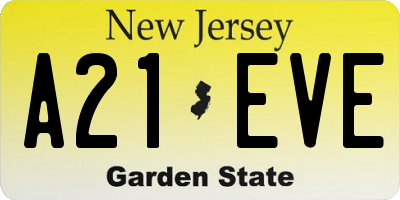 NJ license plate A21EVE