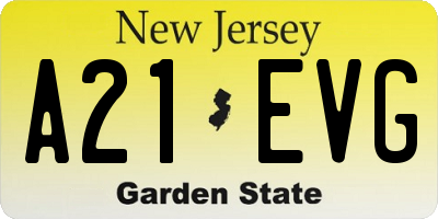 NJ license plate A21EVG