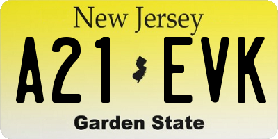 NJ license plate A21EVK