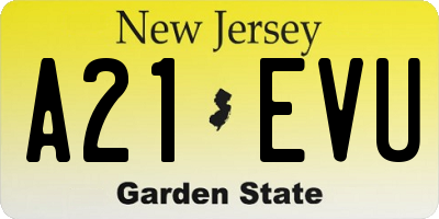 NJ license plate A21EVU