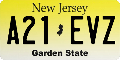 NJ license plate A21EVZ