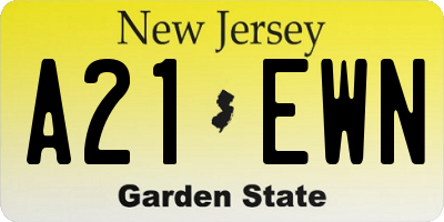 NJ license plate A21EWN