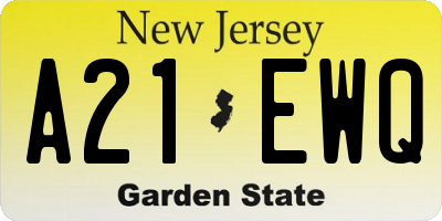 NJ license plate A21EWQ