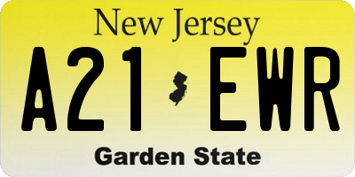 NJ license plate A21EWR