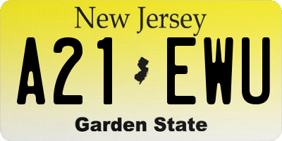 NJ license plate A21EWU