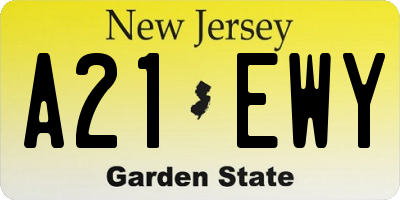 NJ license plate A21EWY