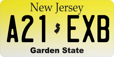 NJ license plate A21EXB