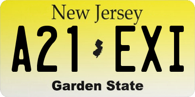 NJ license plate A21EXI
