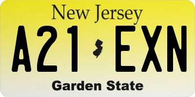 NJ license plate A21EXN