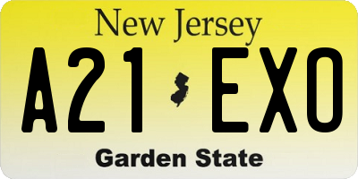 NJ license plate A21EXO