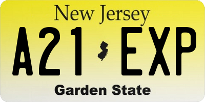 NJ license plate A21EXP