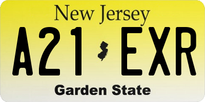 NJ license plate A21EXR