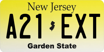 NJ license plate A21EXT