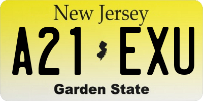 NJ license plate A21EXU