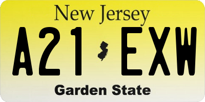 NJ license plate A21EXW