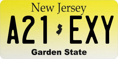 NJ license plate A21EXY