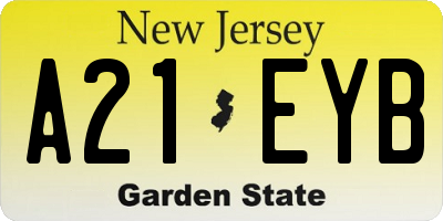 NJ license plate A21EYB