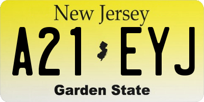 NJ license plate A21EYJ
