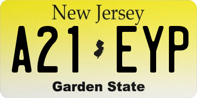 NJ license plate A21EYP