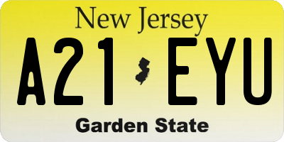 NJ license plate A21EYU