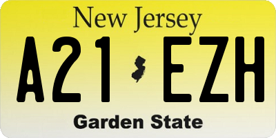 NJ license plate A21EZH