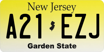 NJ license plate A21EZJ