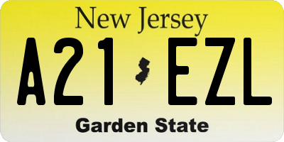 NJ license plate A21EZL