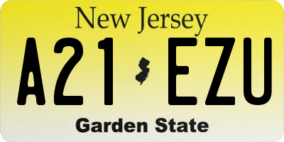 NJ license plate A21EZU