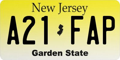 NJ license plate A21FAP