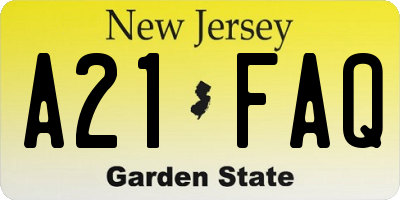 NJ license plate A21FAQ