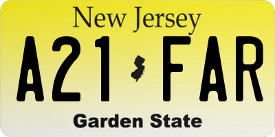 NJ license plate A21FAR