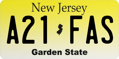 NJ license plate A21FAS