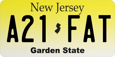 NJ license plate A21FAT