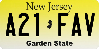 NJ license plate A21FAV