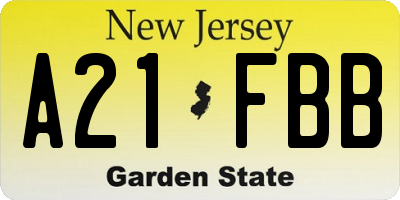 NJ license plate A21FBB