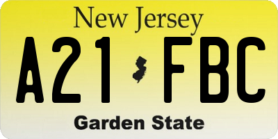 NJ license plate A21FBC