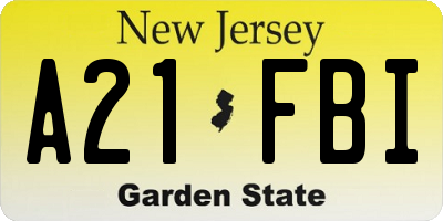 NJ license plate A21FBI