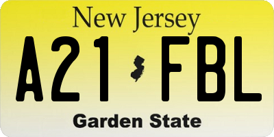 NJ license plate A21FBL