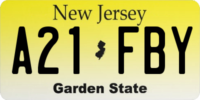 NJ license plate A21FBY