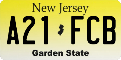 NJ license plate A21FCB